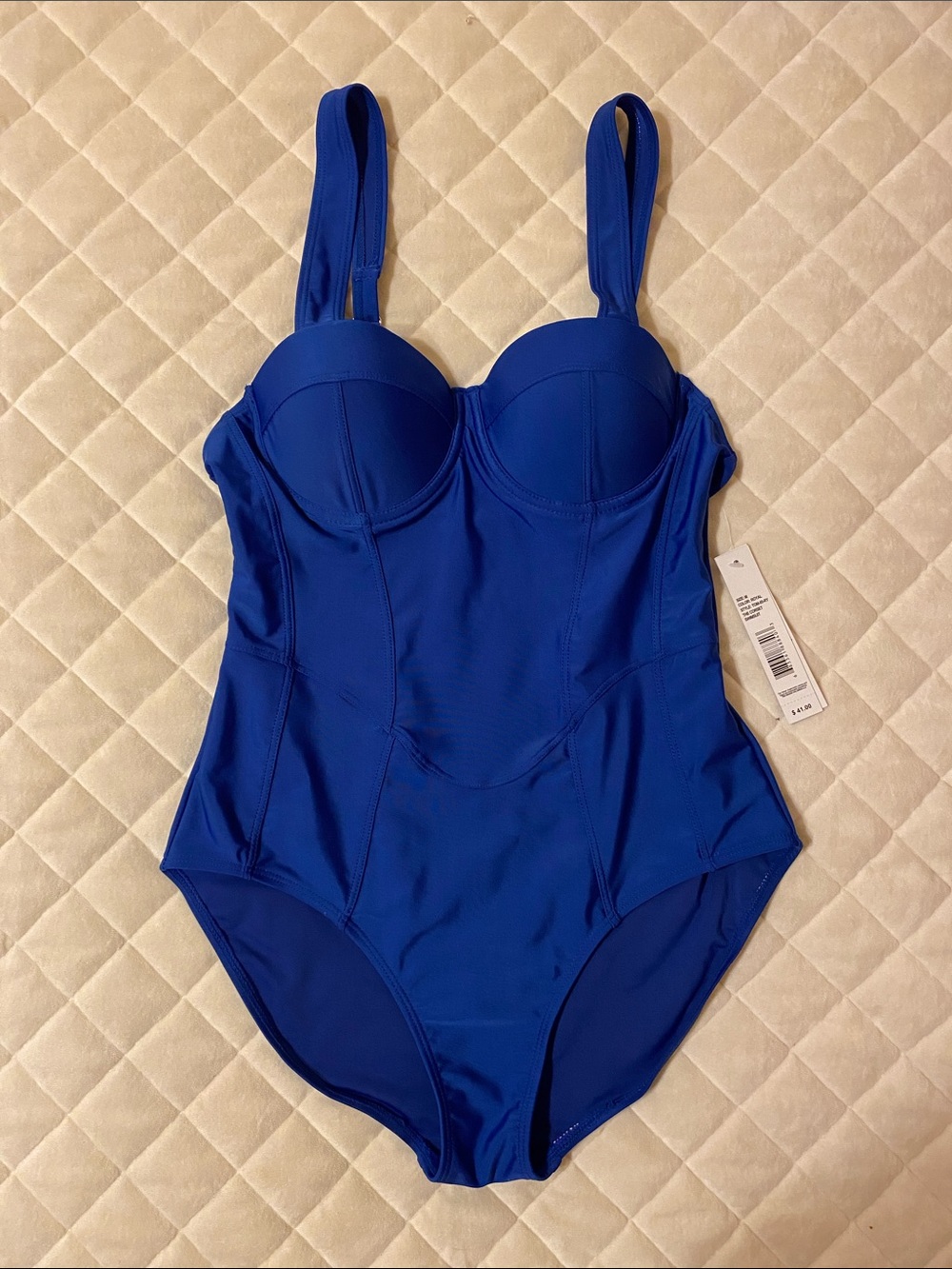 Tahari Royal Blue Corset One Piece Swimsuit Medium